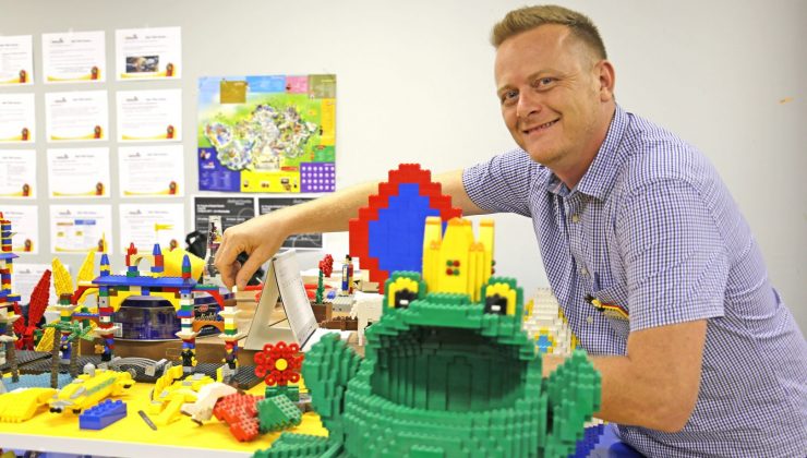 Man with lego bricks